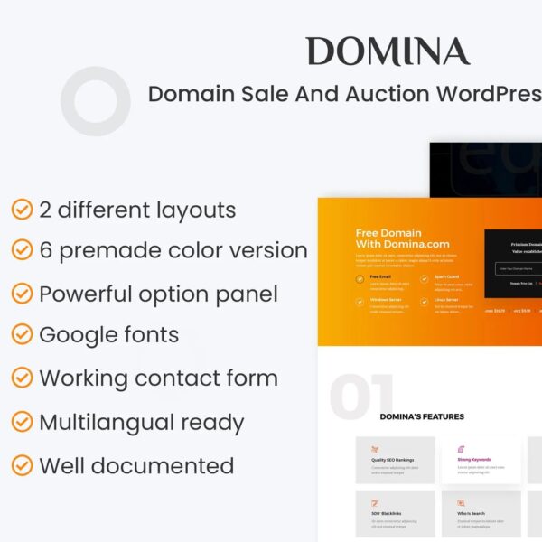 Domina – Sell & Auction Domains Easily with This Plugin