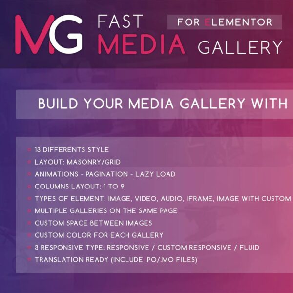 Fast Media Gallery Plugin for Elementor (WordPress