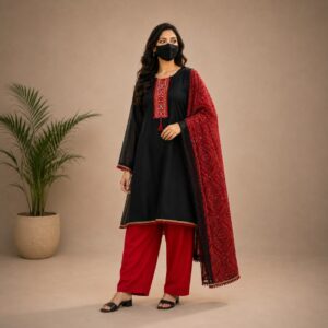 Home গুলবাহার ড্রেস (black and red)